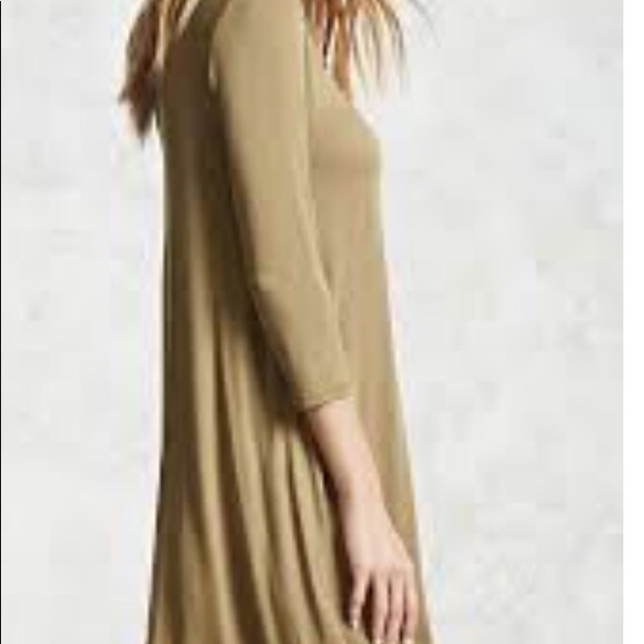 Forever 21 lace up choker neck dress olive green - Picture 2 of 7